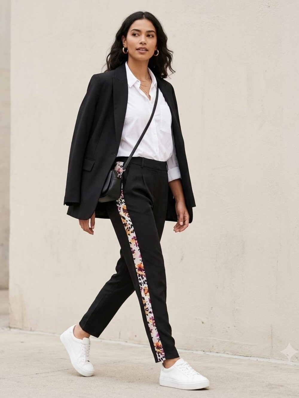 Parker NY 100% Silk Trousers 0 Black Floral Side Stripe Pleated Ankle Pants Edgy